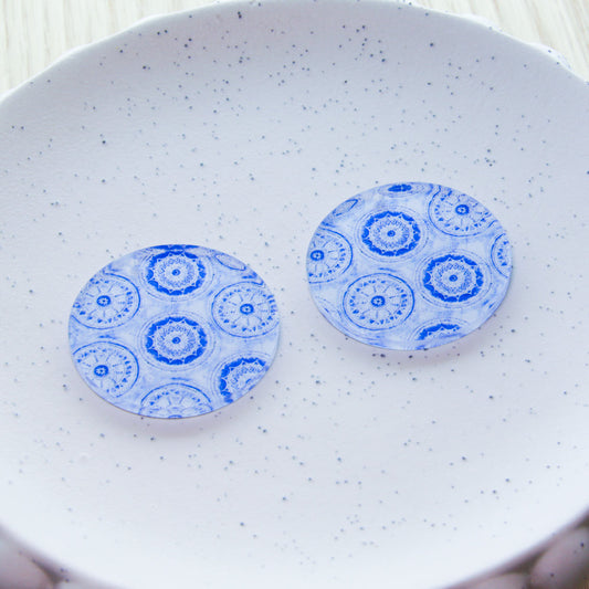 UV printed clear acrylic earring blanks - 4cm circle, Shibori - jewellery making