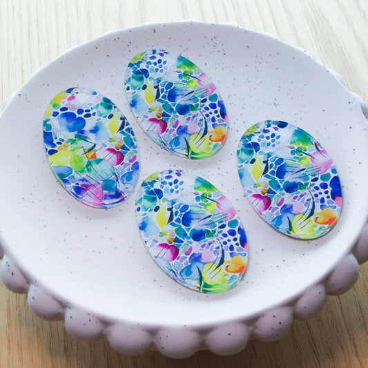 UV printed clear acrylic earring blanks - 6cm oval, Watercolour - jewellery making