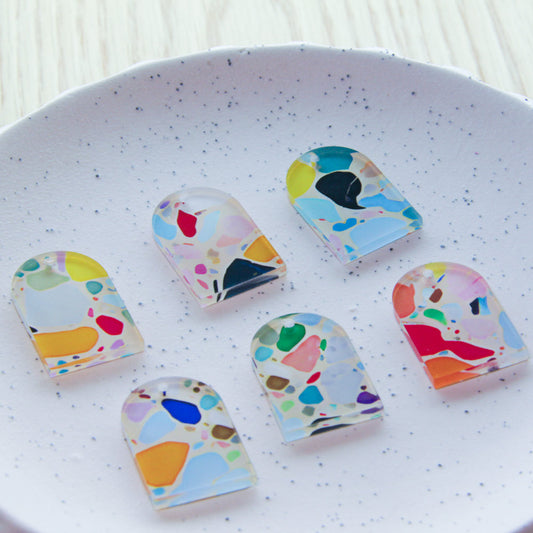 Clear Acrylic - 2x3cm - Arch - 1 Hole at Top - Terrazzo - 24
