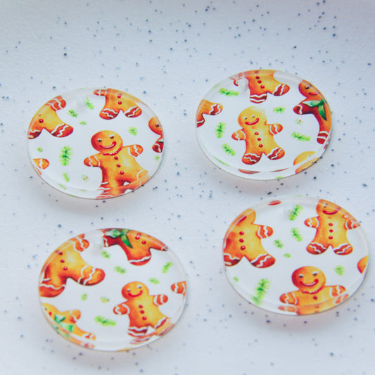 Clear Acrylic - 3cm - Circle - 1 Hole - Christmas - 131