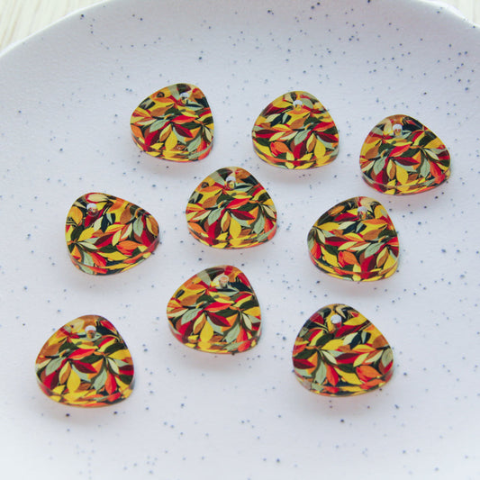 UV printed clear acrylic earring blanks - 2cm pebble, Abstract Floral - jewellery making