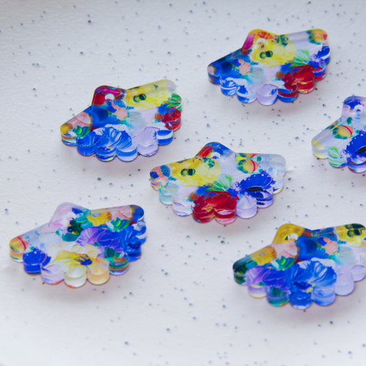 Clear Acrylic - Flower Fan - 3x2.2cm - 1 Hole - Spring - 23