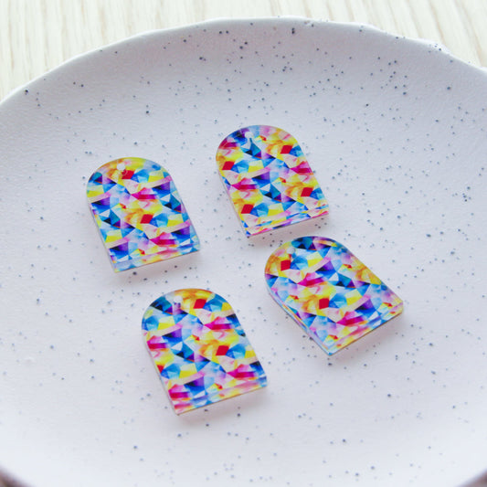 Clear Acrylic - 2x3cm - Arch - 1 Hole at Top -  Watercolour - 23