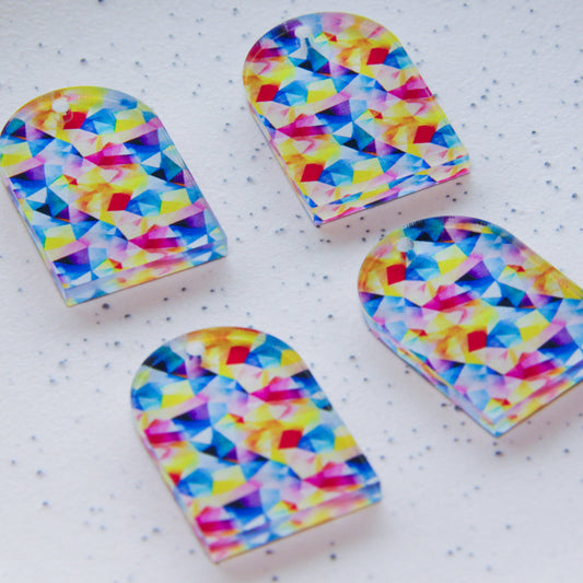 UV printed clear acrylic earring blanks - 2x3cm arch, Watercolour - jewellery making
