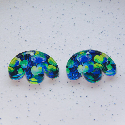 UV printed clear acrylic earring blanks - boho flower 2 3x2.5cm, Summer Nights - jewellery making