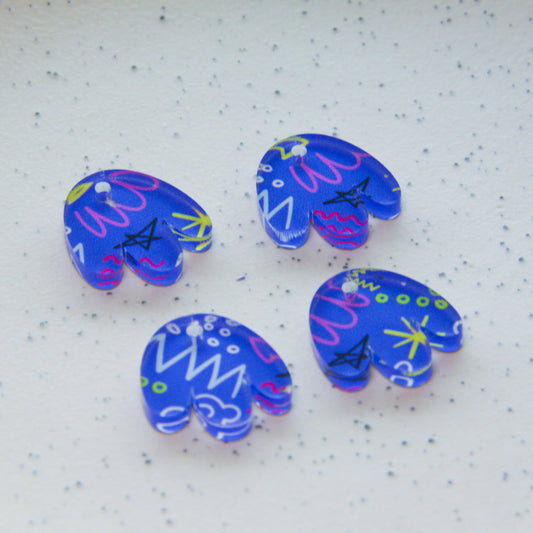 UV printed clear acrylic earring blanks - 2cm boho flower, 80s - jewellery making