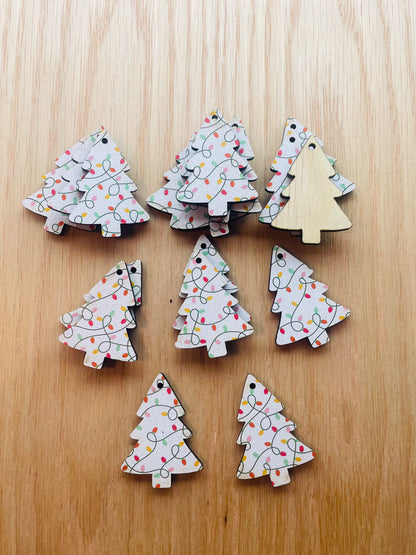 Wood - 4cm - Christmas Tree - 1 Hole - Christmas - 51