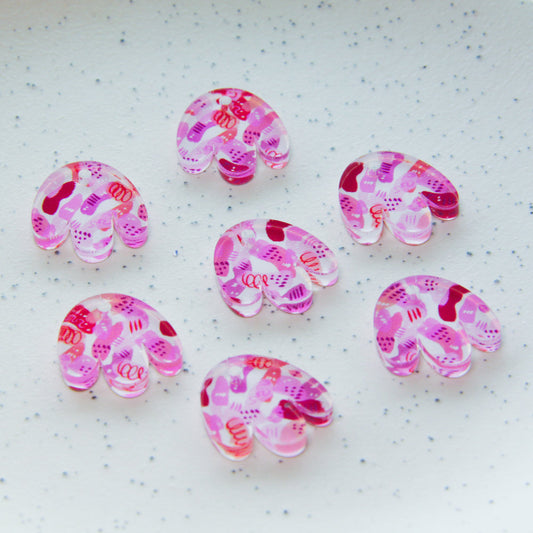 UV printed clear acrylic earring blanks - 2cm boho flower, Abstract Art - jewellery making