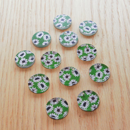 Clear Acrylic - 2cm Circle - 1 Hole - Sunflower - 09