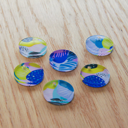 UV printed clear acrylic earring blanks - 2cm circle, Summer Nights - jewellery making