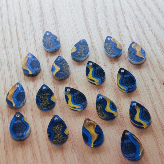 UV printed clear acrylic earring blanks - 2cm teardrop 2, Australiana - jewellery making
