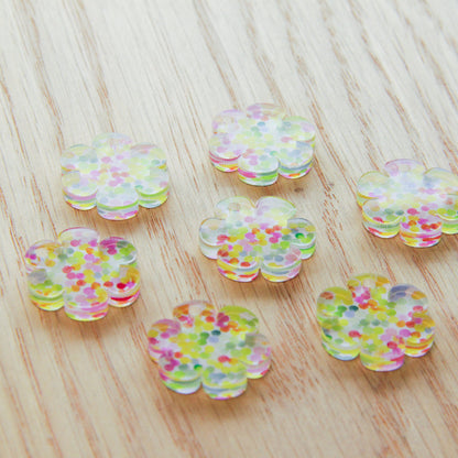 UV printed clear acrylic earring blanks - 2cm flower 2, Watercolour - jewellery making