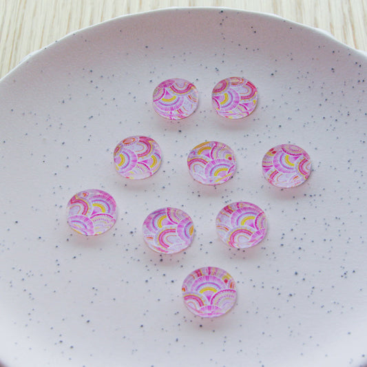UV printed clear acrylic earring studs - 15mm circle, Watercolour - jewellery making