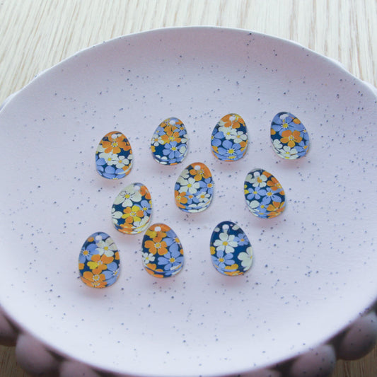 UV printed clear acrylic earring blanks - 2cm egg, Autumn Picnic - jewellery making