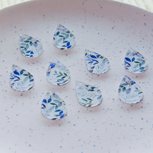 UV printed clear acrylic earring blanks - 2cm teardrop, Australian Native - jewellery making