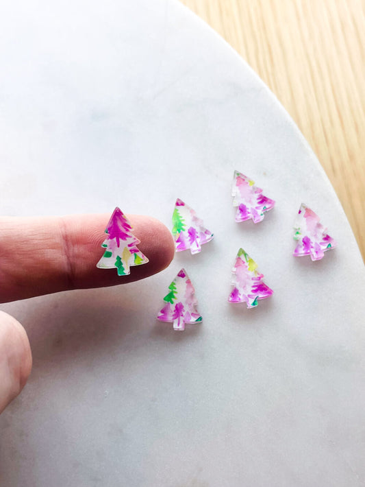 Clear Acrylic - 1.5cm Christmas Tree - Studs - Christmas - 170
