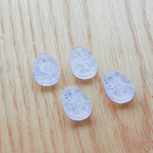 UV printed clear acrylic earring blanks - 2cm egg, Shibori - jewellery making