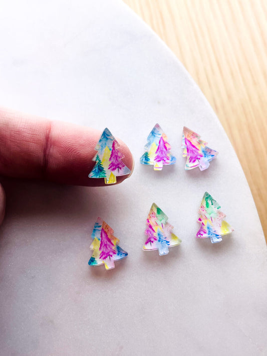 Clear Acrylic - 1.5cm Christmas Tree - Studs- Christmas - 01