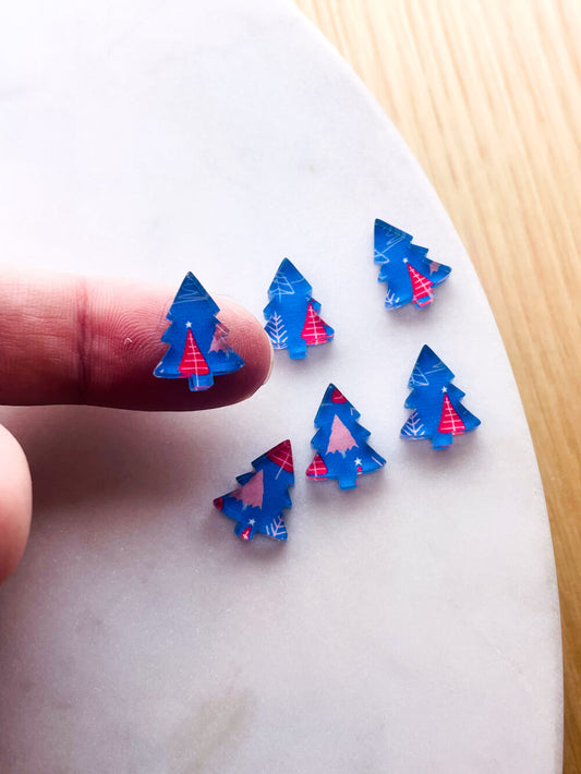 Clear Acrylic - 1.5cm Christmas Tree - Studs - Christmas - 122
