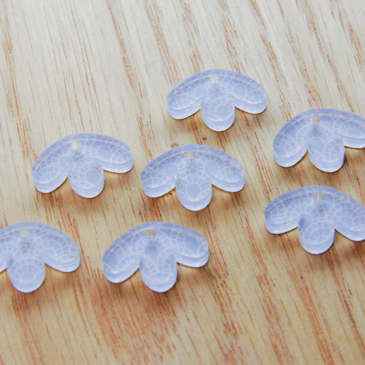 UV printed clear acrylic earring blanks - 2cm half flower, Winter Picnic - jewellery making