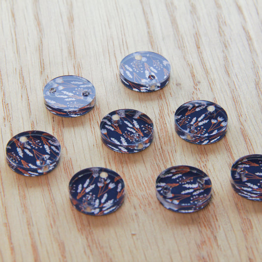 UV printed clear acrylic earring blanks - 1.5cm circle, Winter Picnic - jewellery making