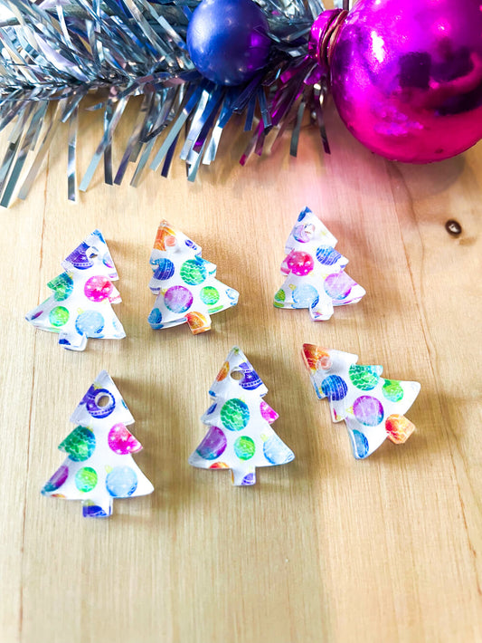 UV printed clear acrylic earring blanks - 2cm tree, Christmas - jewellery making