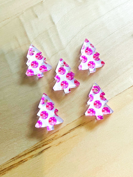 UV printed clear acrylic earring blanks - 2cm tree, Christmas - jewellery making