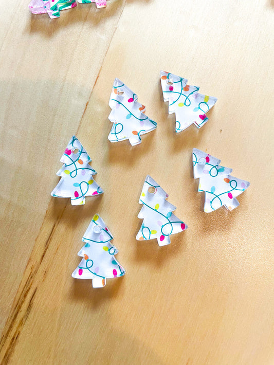 UV printed clear acrylic earring blanks - 2cm tree, Christmas - jewellery making