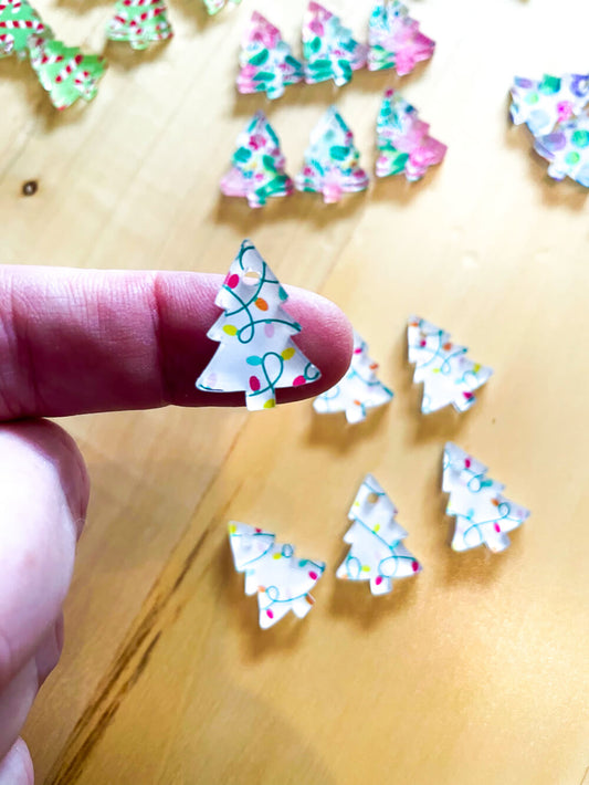 Clear Acrylic - 2cm Christmas Tree - 1 Hole - Christmas - 51