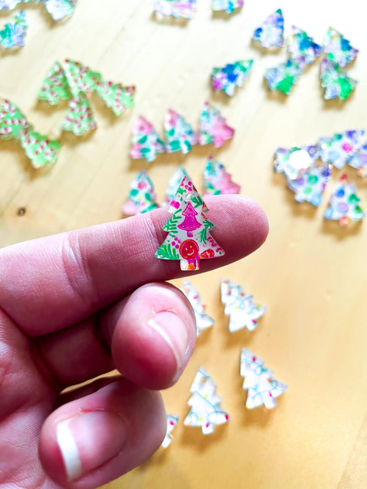 Clear Acrylic - 2cm Christmas Tree - 1 Hole - Christmas - 154
