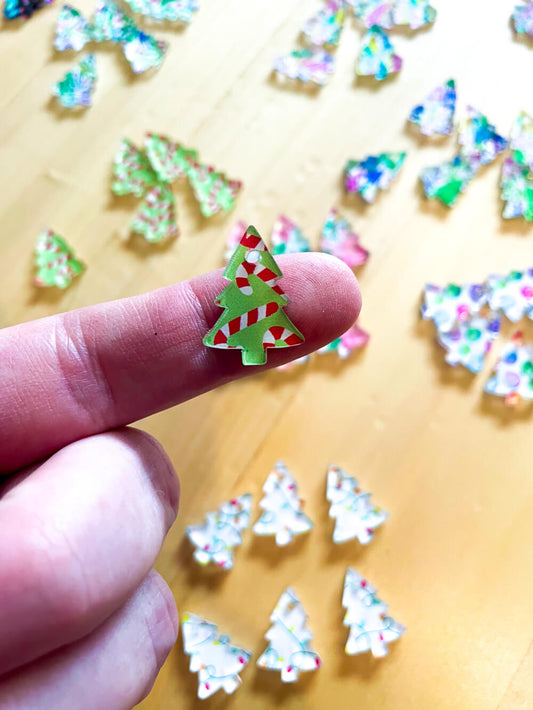 Clear Acrylic - 2cm Christmas Tree - 1 Hole - Christmas - 318