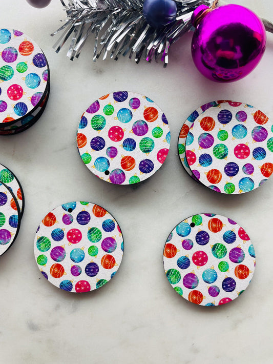 UV printed wood earring blanks - 4cm circle, Christmas - jewellery making