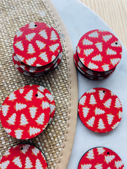 UV printed wood earring blanks - 4cm circle, Christmas - jewellery making