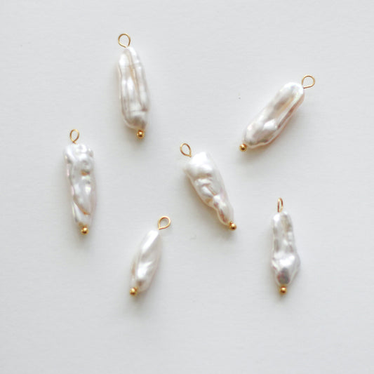 Freshwater 20-23mm Long Pearls with Gold Loop - jewellery making supplies