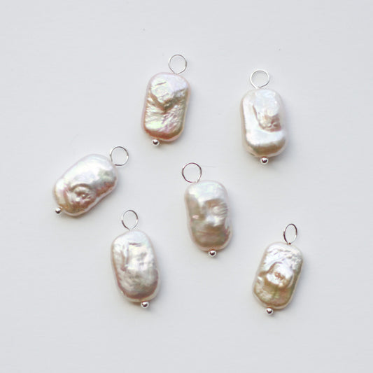 Freshwater 18-19mm Rounded Rectangle Pearls with Silver Loop - jewellery making supplies