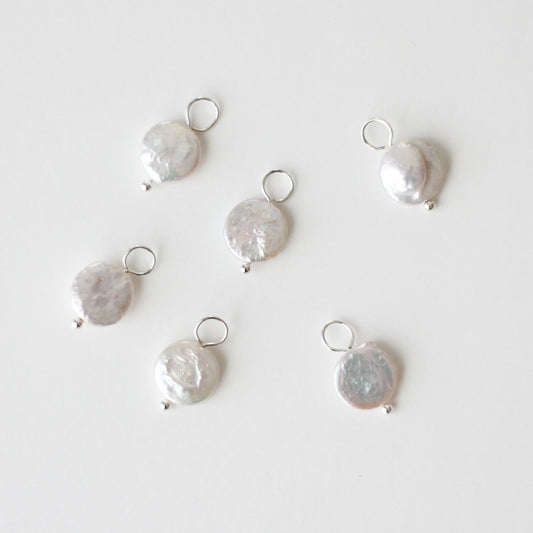 Freshwater 10-11mm Irregular Coin Pearls with Silver Loop - jewellery making supplies