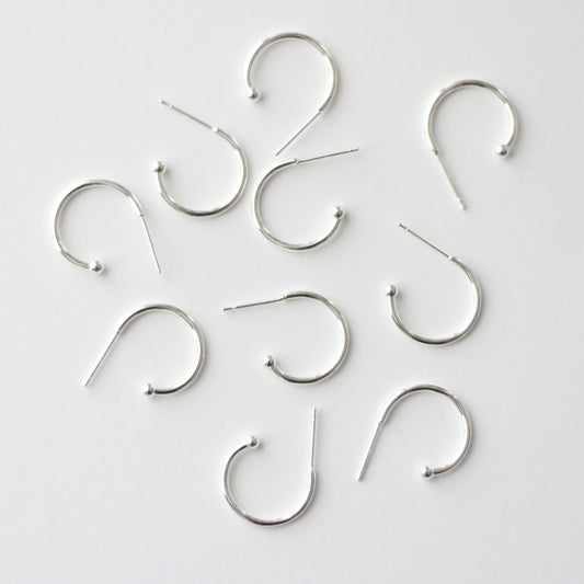 18mm Silver Plain 3/4 Hoop Earrings, 2mm Thick, Stainless Steel (304)