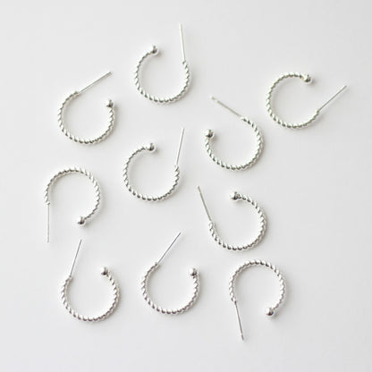 18mm Silver Twisted 3/4 Hoop Earrings, 2mm Thick, Stainless Steel (304)