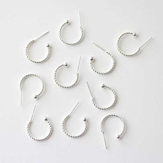 18mm Silver Twisted 3/4 Hoop Earrings, 2mm Thick, Stainless Steel (304)