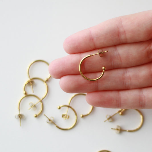 18mm Gold Plain 3/4 Hoop Earrings - 2mm Thick - Stainless Steel (304) - 10 pieces