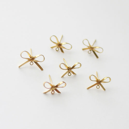 14.5mm Gold Bow Surgical Stainless Steel (304) Decorative Earring Posts