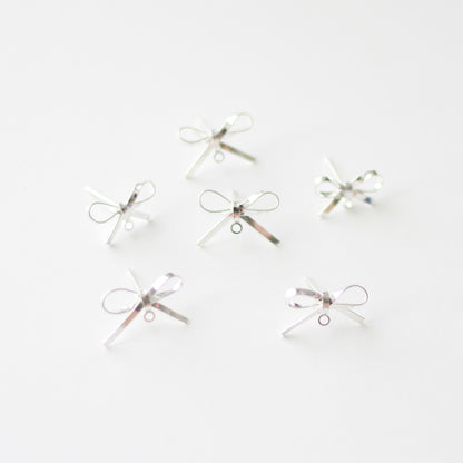 14.5mm Silver Bow Surgical Stainless Steel (304) Decorative Earring Posts