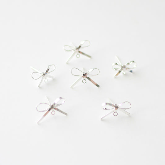 14.5mm Silver Bow Surgical Stainless Steel (304) Decorative Earring Posts