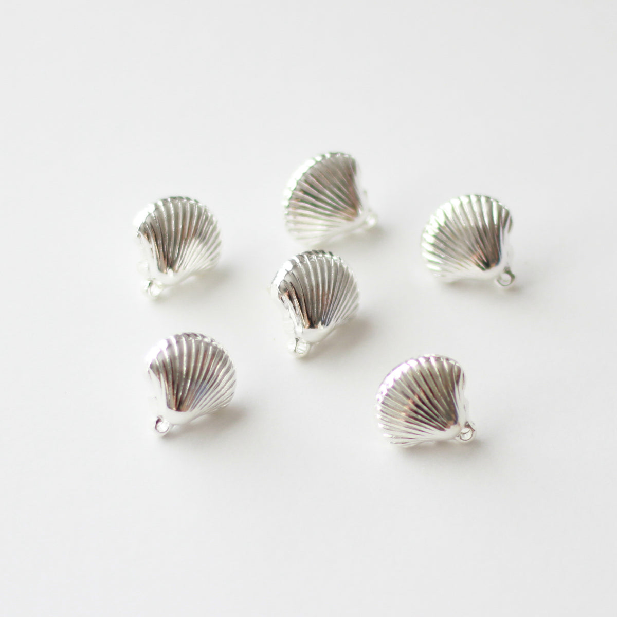 16mm Silver Shell Stainless Steel (304) Decorative Earring Posts