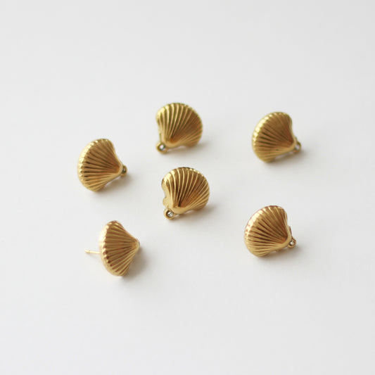 16mm Gold Shell Stainless Steel (304) Decorative Earring Posts