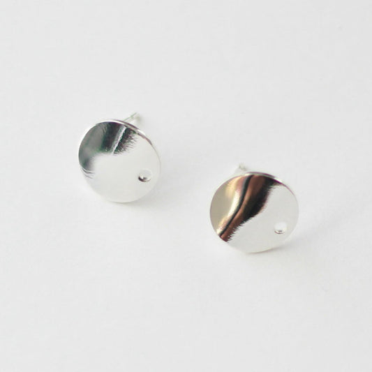 12mm Silver Organic Wavy Circle Stainless Steel (304) Decorative Earring Posts