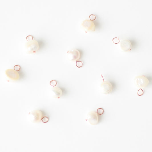 Freshwater 7-8mm Pearl Charms with Rose Gold Loop - jewellery making supplies