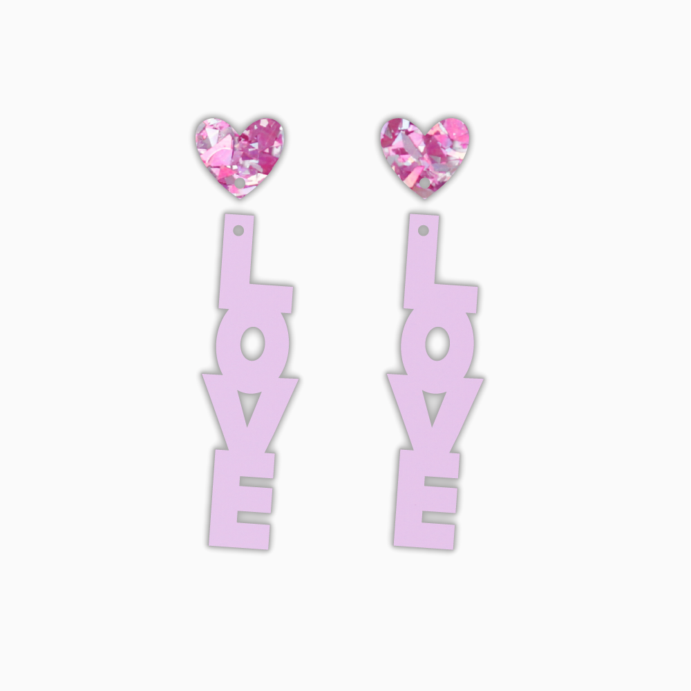 Love Dangle, Valentines Acrylic Shape - earring findings for jewellery making