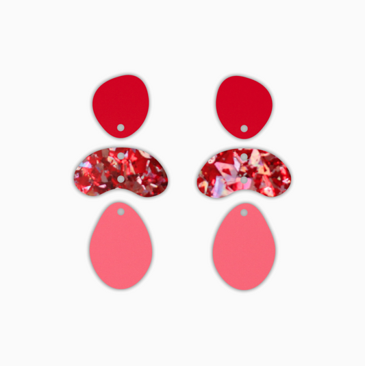 Organic Pebble Trio Dangle, Acrylic Shape - earring findings for jewellery making