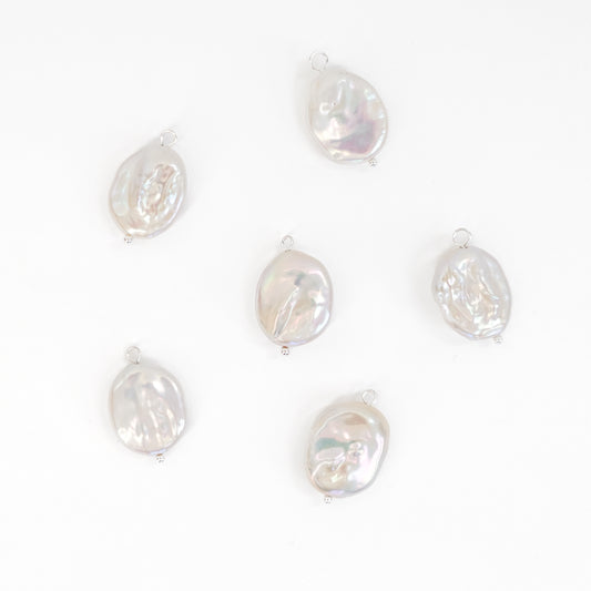 Freshwater 19-20mm Oval Pearls with Silver Loop - jewellery making supplies